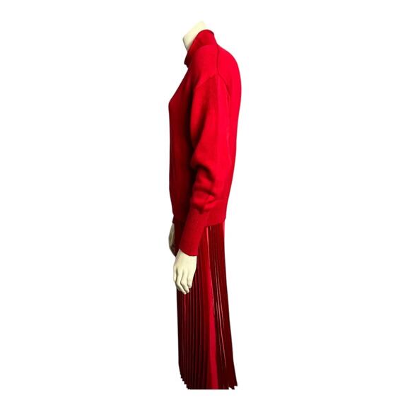 Philosophy Mock Neck Pleated Midi Sweater Dress Red Women's S Christmas Classy - Picture 4 of 8